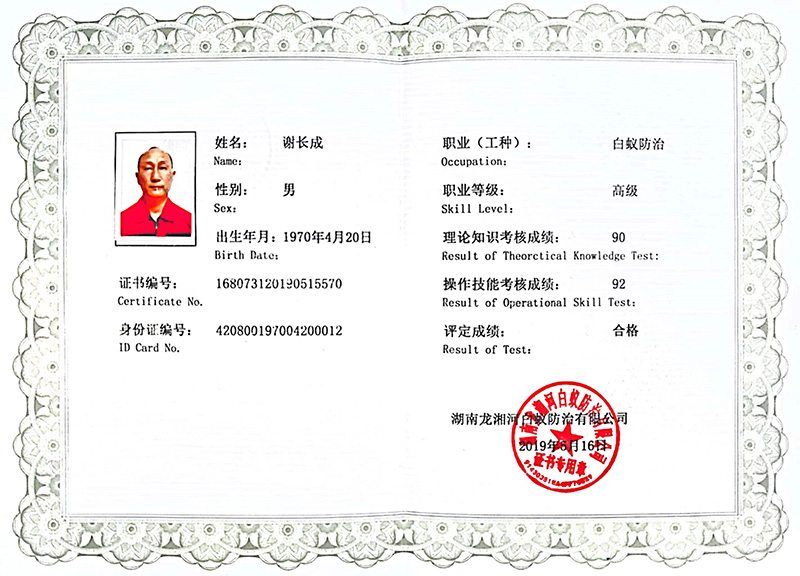 谢长成 白蚁防治